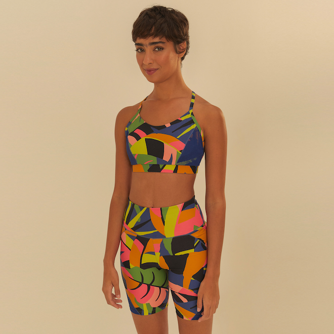 Top Fitness sem Bojo Farm Floresta Leopardo Baixa Sustentação Adulto - Foto 1