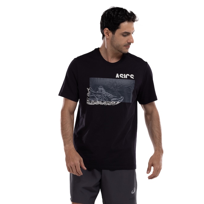 Camiseta Masculina ASICS Manga Curta Malha Est Sneaker - Foto 1