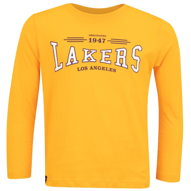 Camiseta do Los Angeles Lakers Infantil NBA Manga Longa Placement N0325 - Foto 1