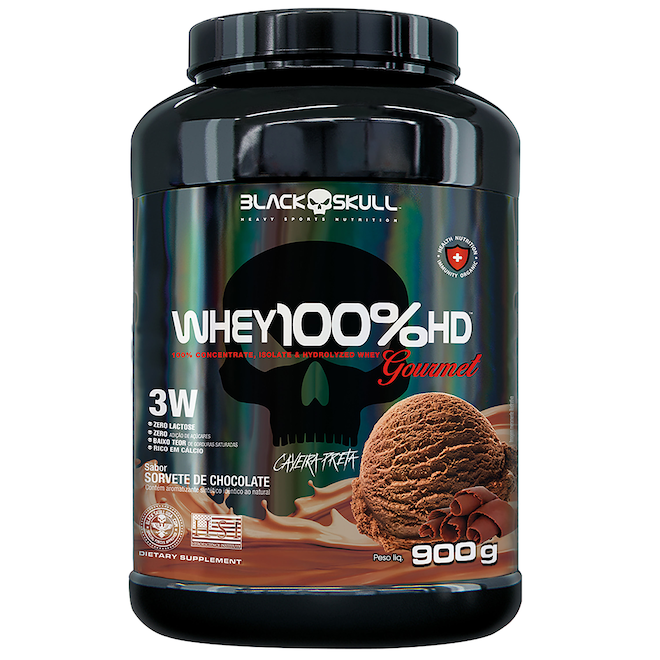 Whey Protein Black Skull Pouch HD Gourmet 900gr Chocolate - Foto 1