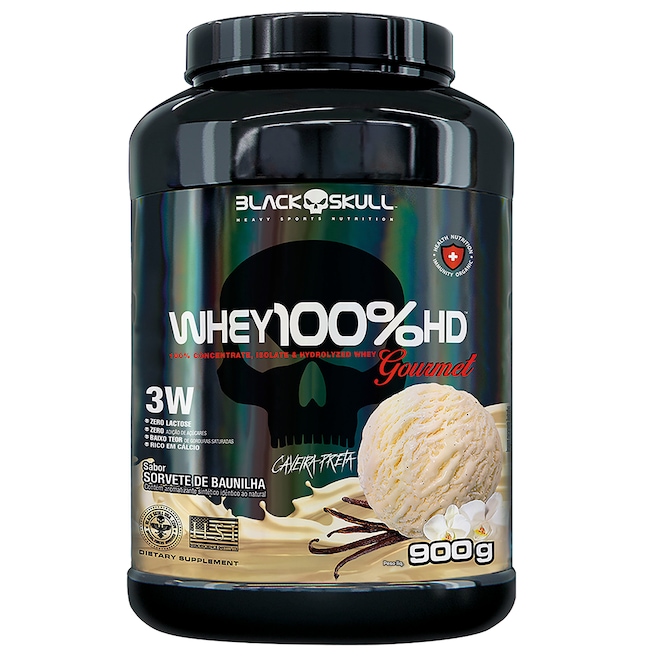 Whey Protein Black Skull 100%HD Gourmet Sorvete de Baunilha - Foto 1