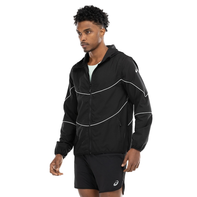 Jaqueta Masculina ASICS Pinstripe Bolsos Seguros Plana - Foto 1