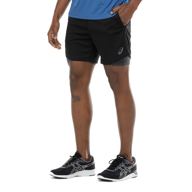 Bermuda Masculina ASICS Malha 2 em 1 Elástico Logo - Foto 2