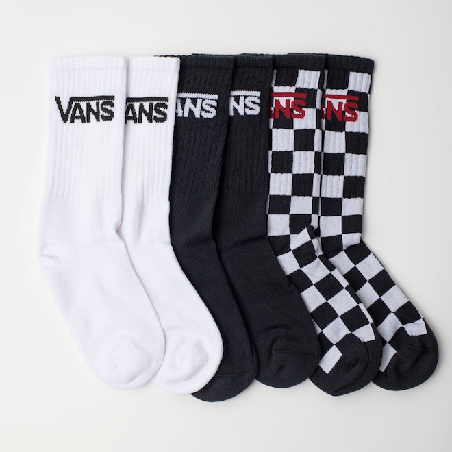 Kit de Meias Cano Alto Vans Classic Crew com 3 Pares - Foto 1
