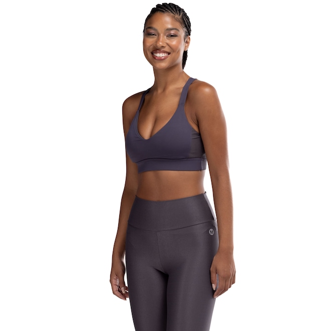 Top Fitness com Bojo Removível Vestem Média Sustentação Emma Adulto - Foto 2