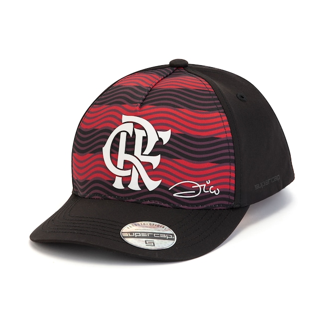 Boné do Flamengo Aba Curva Supercap Zico Snapback Listras Sub Frente e Símbolo Adulto - Foto 1
