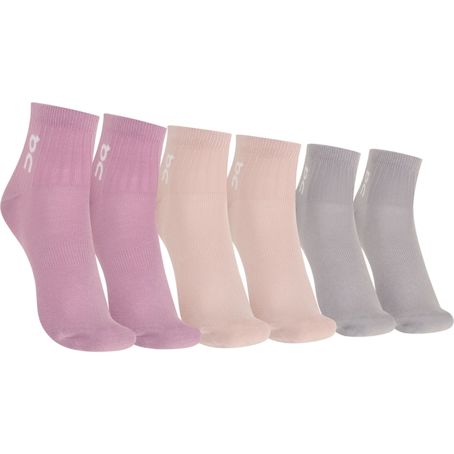 Kit de Meias On Running Cano Médio Logo Sock Mid Adulto 3 pares - Foto 1