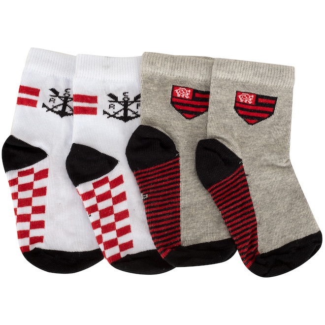 Kit de Meias do Flamengo Rikam Soquete Tamanho 21 ao 24 - Foto 1