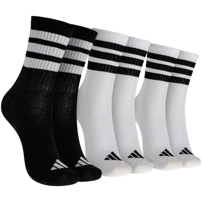 Kit de Meias adidas Cano Médio Crew Juvenil 3 Pares - Foto 1