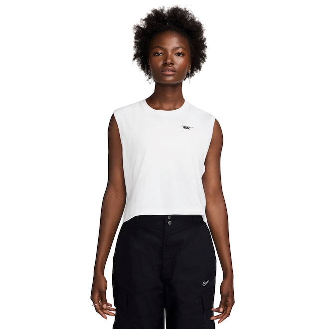 Blusa Cropped Regata Feminina Nike Sportswear Club SL - Foto 1