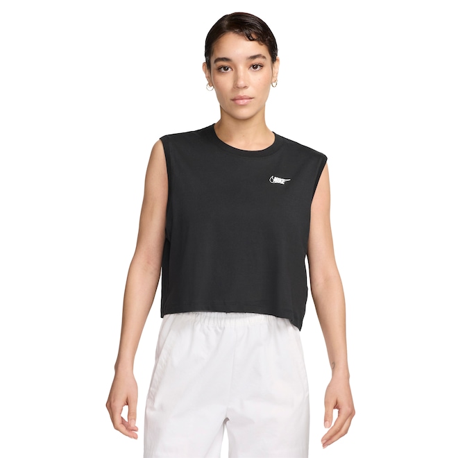 Blusa Cropped Regata Feminina Nike Sportswear Club SL - Foto 1