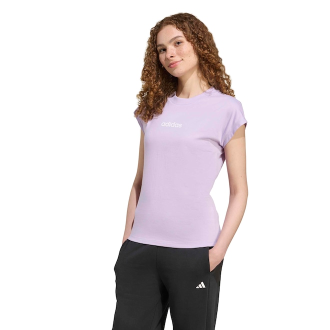 Camiseta Feminina adidas Manga Curta Logo Linear - Foto 1