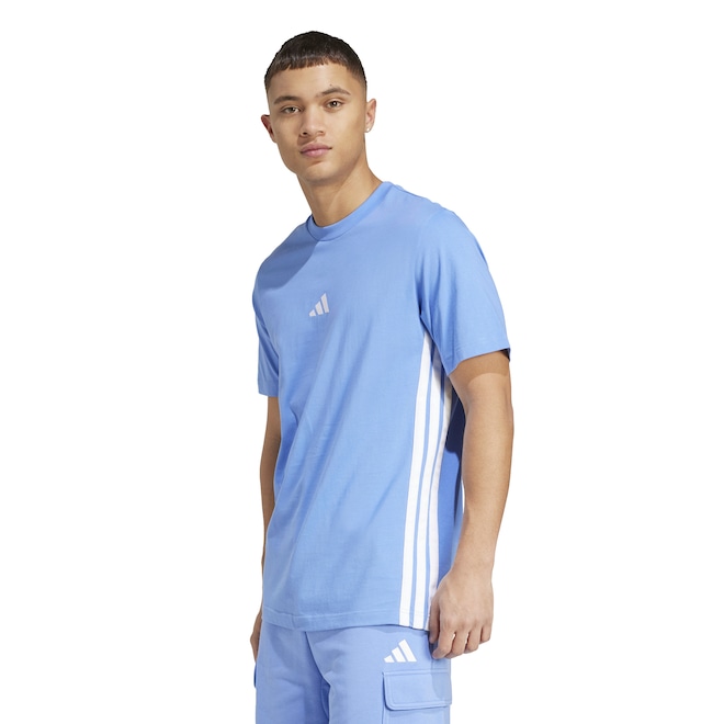 Camiseta Masculina adidas Manga Curta 3 Stripes - Foto 1