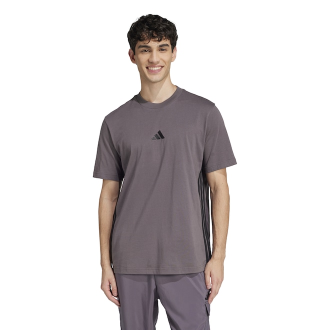 Camiseta Masculina adidas Manga Curta 3 Stripes - Foto 1
