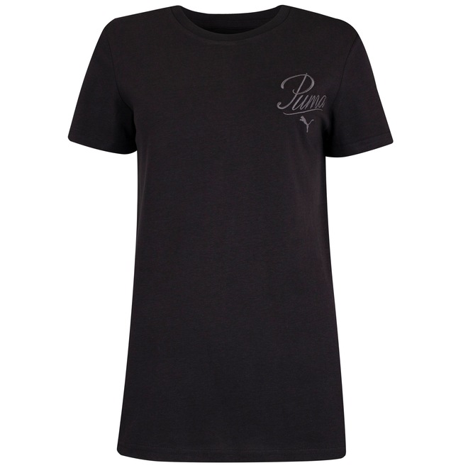 Camiseta Feminina Puma Manga Curta ESS Script - Foto 1