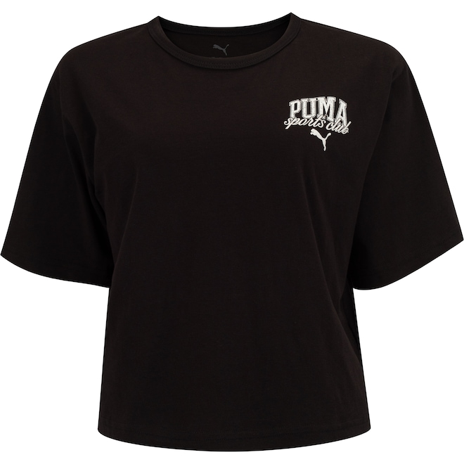 Blusa Cropped Feminina Puma Manga Curta Class Relaxed - Foto 1
