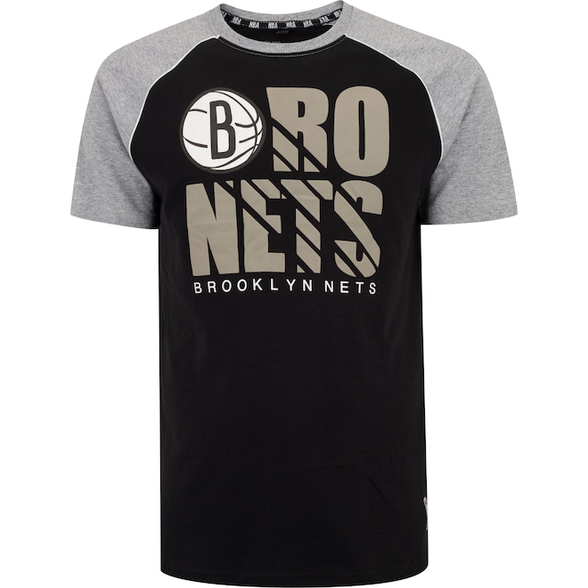 Camiseta do Brooklyn Nets NBA Masculina Estampa Raglan N113A - Foto 1