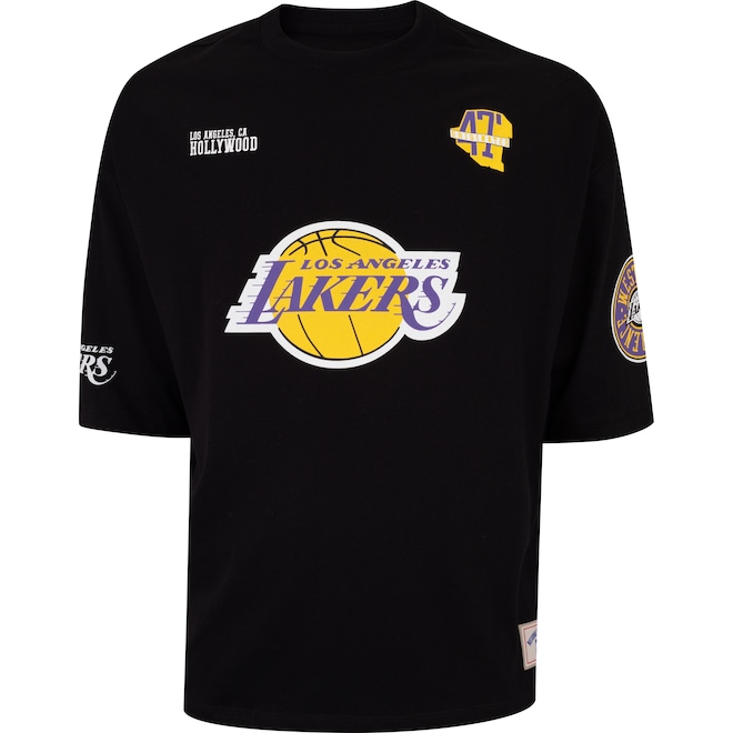 Camiseta do Los Angeles Lakers NBA Masculina N0527 Pennant - Foto 1