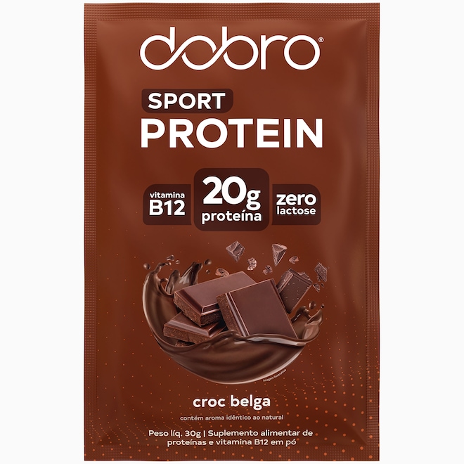 Sachê de Proteína Dobro Croc Sabor Chocolate Belga 30g - Foto 1
