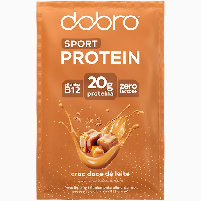 Sachê de Proteína Dobro Croc Sabor Doce de Leite 30g - Foto 1