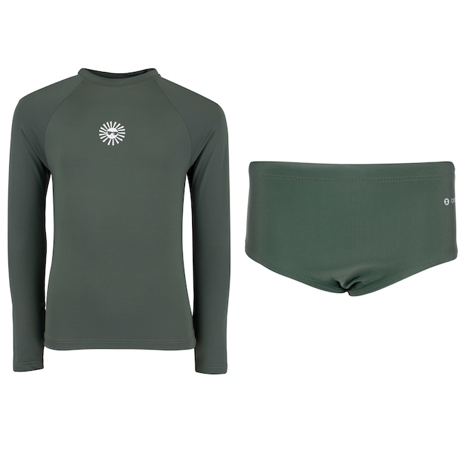 Conjunto Infantil Oxer Camiseta Manga Longa + Sunga com Proteção UV Menino - Foto 1