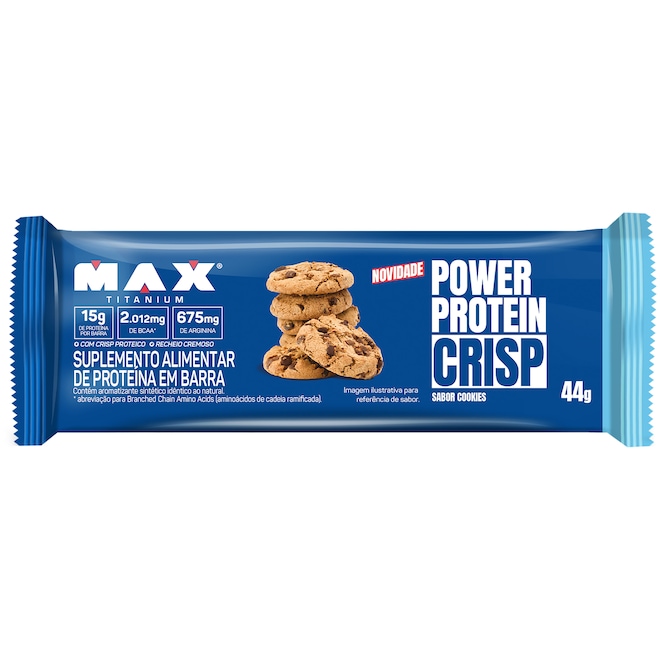 Barra de Proteína Max Titanium Max Power Crisp Cookies 45g - Foto 1