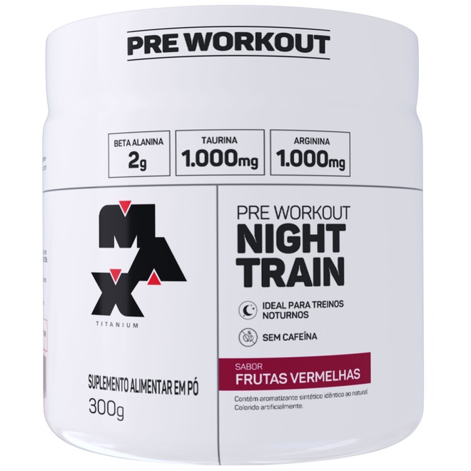 Pré-Treino Night Train Max Titanium Frutas Vermelhas 300g - Foto 1