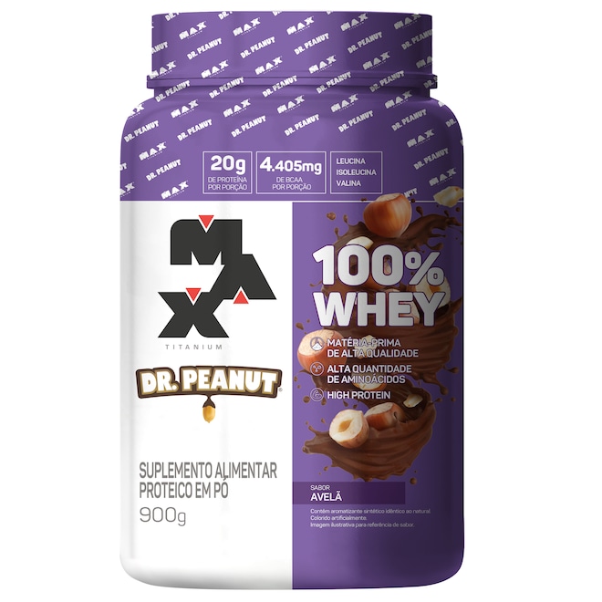 Whey Protein Dr. Peanut Max Titanium Avelã 900g - Foto 1
