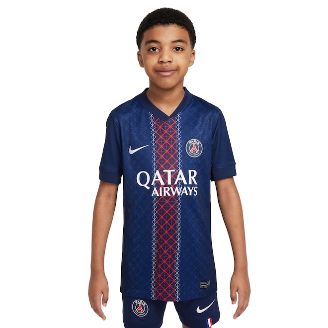 Camisa do Paris Saint-Germain I 25/26 Torcedor Nike Infantil - Foto 1