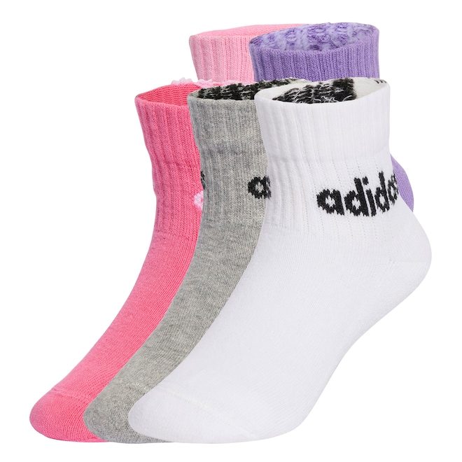 Kit de Meias adidas Ankle Linear Infantil 5 Pares - Foto 1
