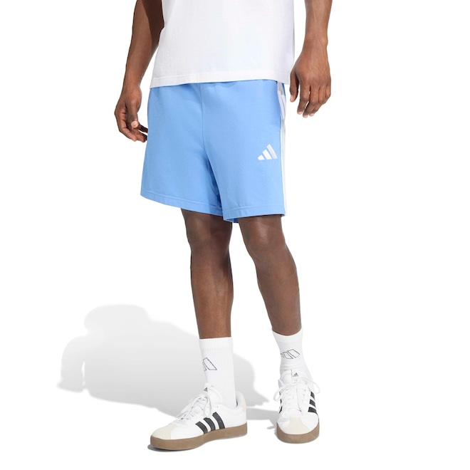 Bermuda adidas Malha Simples Essentials Três Listras Masculina - Foto 1