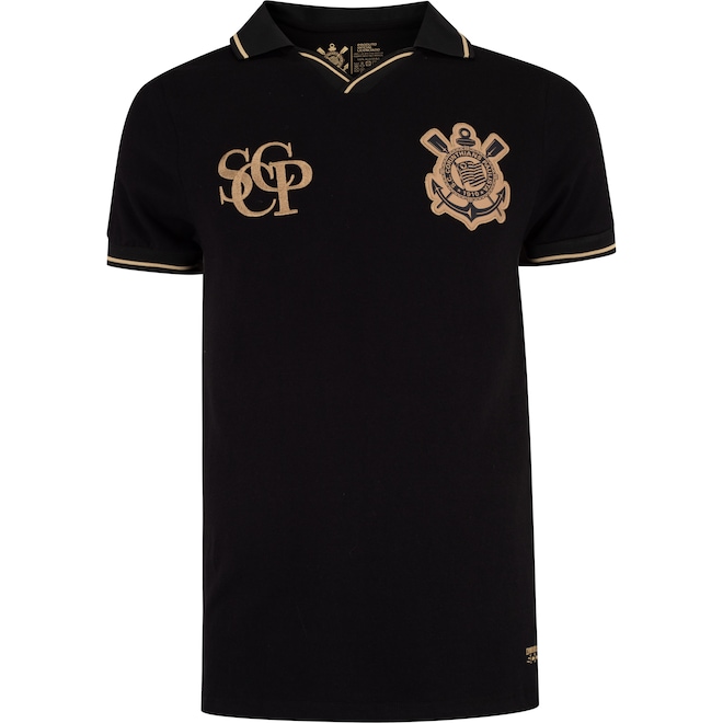 Camisa Polo do Corinthians Gold Retilinea Coimbra Masculina - Foto 1