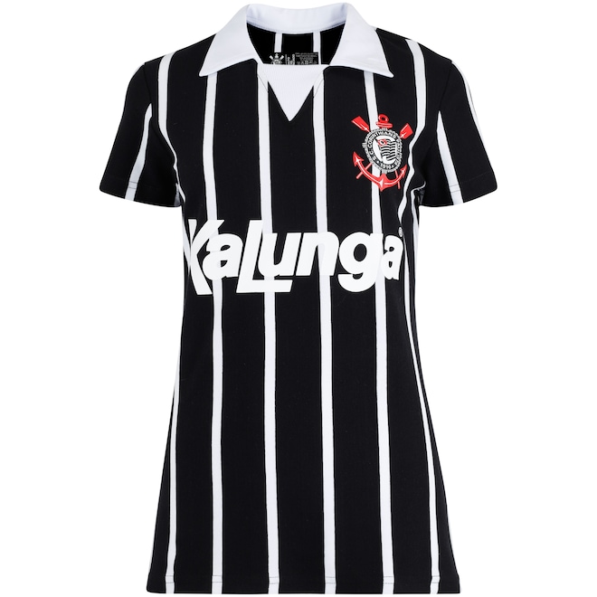 Camisa Polo do Corinthians Retrô Kalunga Feminina - Foto 1