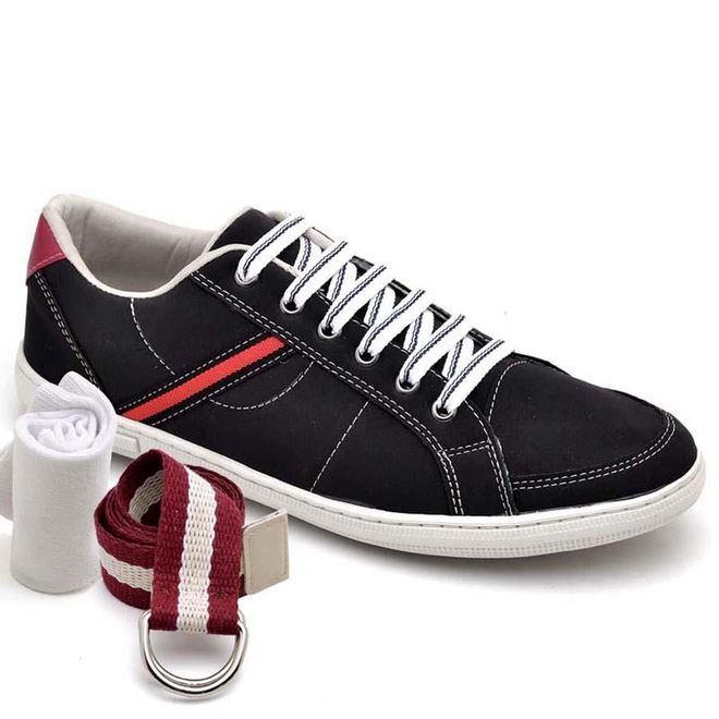 Kit Stopp com Sapatênis + Meia + Cinto Casual 3 - Adulto - Masculino - Foto 1