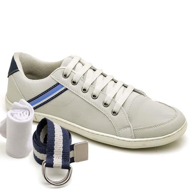 Kit Stopp com Sapatênis + Meia + Cinto Casual 4 - Adulto - Masculino - Foto 1