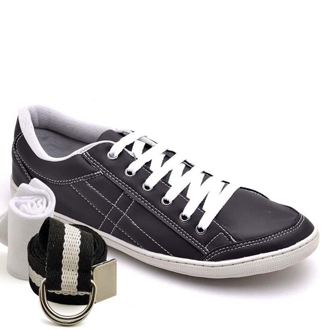 Kit Stopp com Sapatênis + Meia + Cinto Casual 13 - Adulto - Masculino - Foto 1