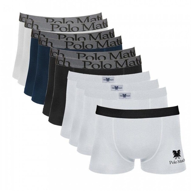 Kit Cueca Boxer de Cotton Polo Match II - 10 Unidades - Adulto - Foto 1