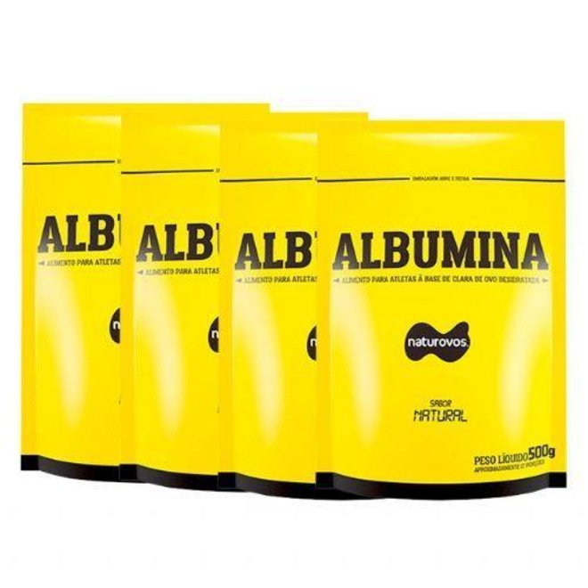 Albumina Naturovos Combo - 4 Albumina - Refil - Natural - 500g - Foto 1