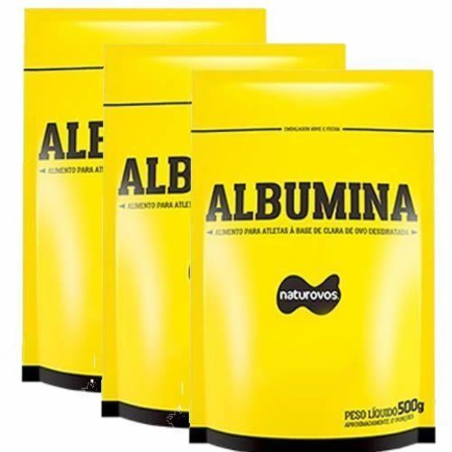 Albumina Naturovos  Combo - 3 Albumina - Refil - Natural - 500g - Foto 1