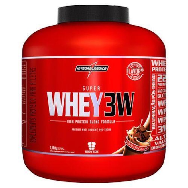 Whey Protein Integralmédica Super Whey 3W - Chocolate - 1800g - Foto 1