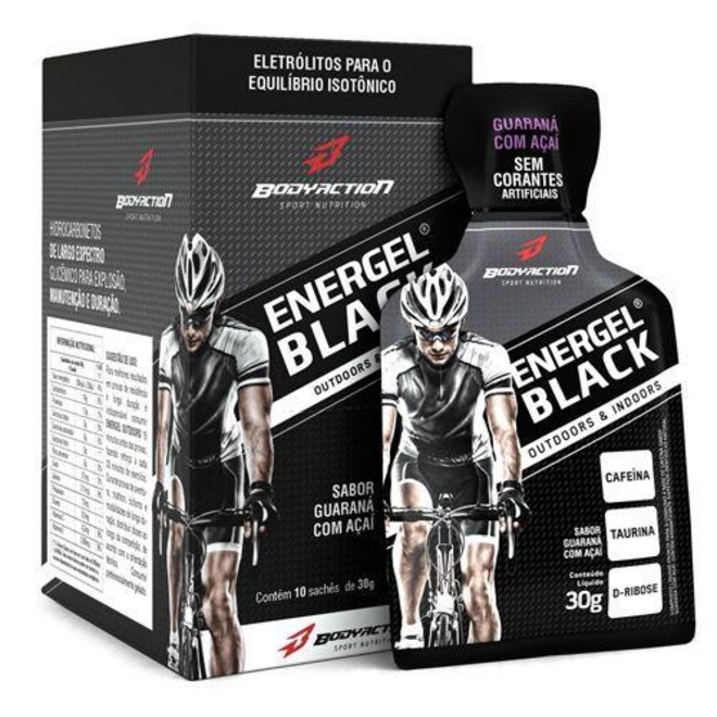 Energético em Gel Body Action Energel Black - Guaraná com Açaí - Caixa com 10 Sachês - Foto 1