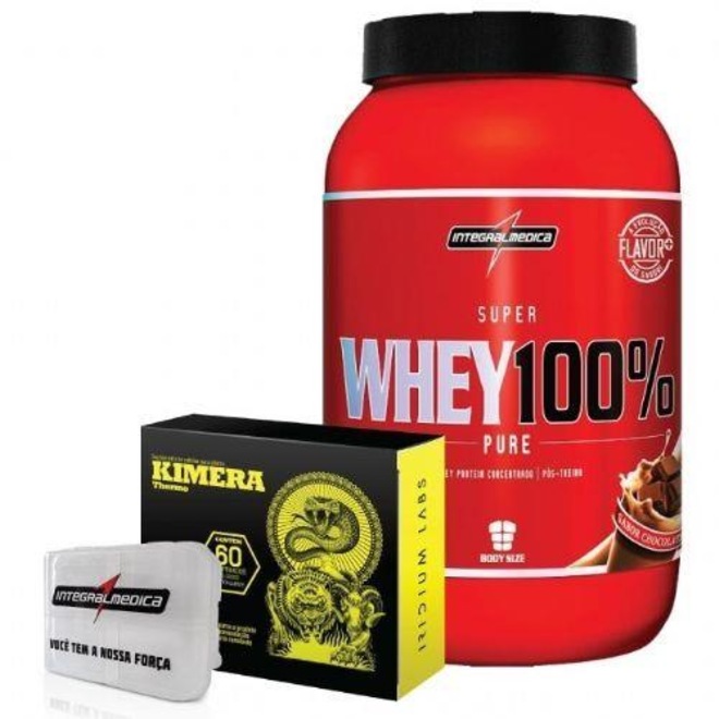 Whey Protein Integralmédica Super - Chocolate - 907g + Termogênico Iridium Kimera - 60 Comprimidos - Foto 1