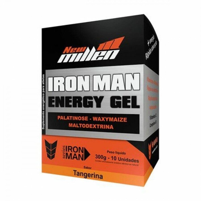 Energético em Gel New Millen Iron Man Instant Energy Gel - Tangerina - Caixa com 10 Unidades - Foto 1