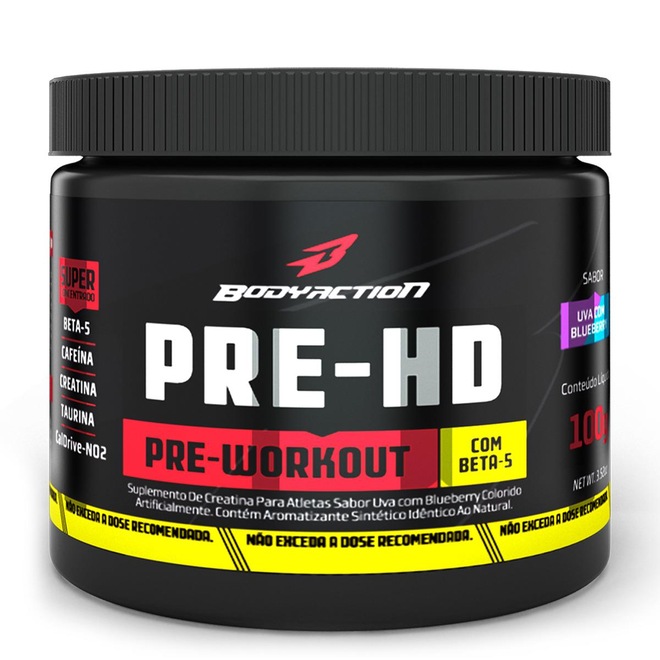 Pré-Treino Body Action Pre-HD - Uva e blueberry - 100g - Foto 1