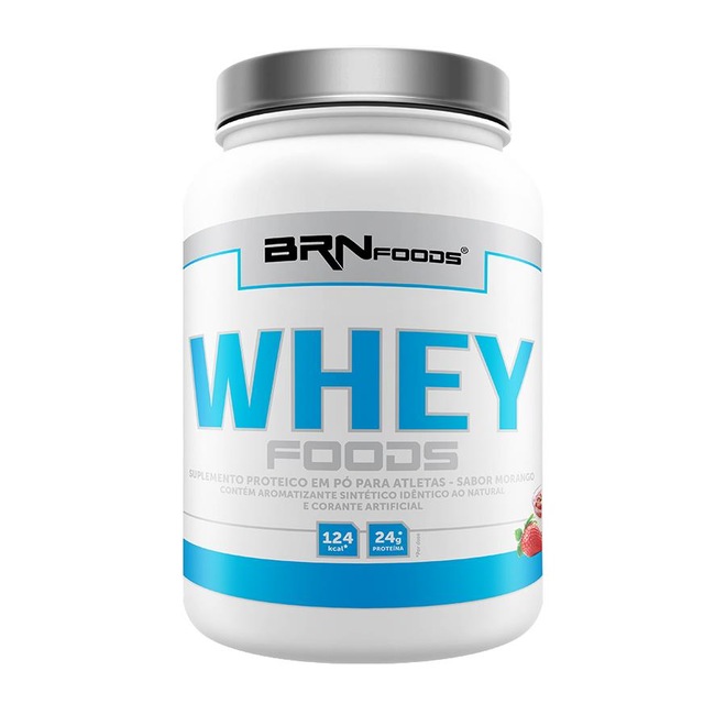 Whey Protein BRN Foods - Morango - 900g - Foto 1