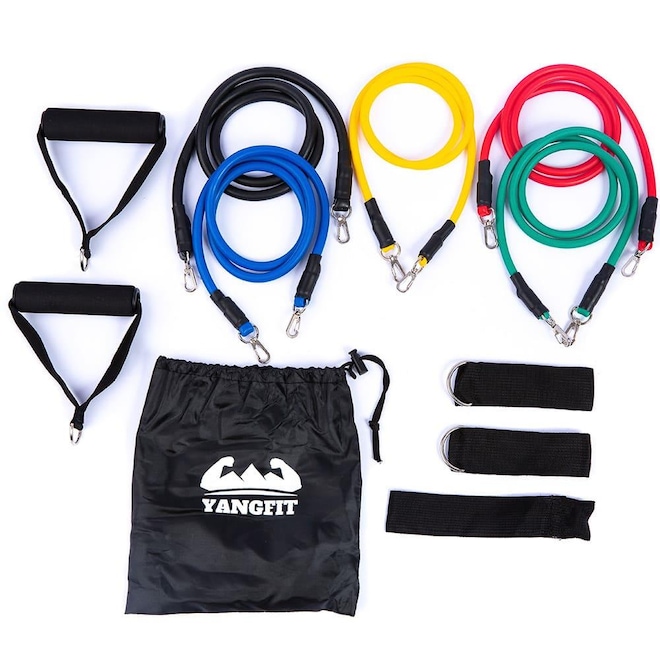 Kit Elástico Extensor Yangfit Treino Funcional - 11 Itens - Foto 1