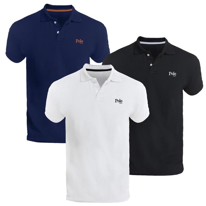 Kit de Camisa Polo Piquet Polo Match Regular Fit - Masculina - 3 Unidades - Foto 1