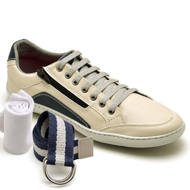 Kit Stop Calçados: Sapatênis 2018 + Cinto + Meia - Masculino - Adulto - Foto 1