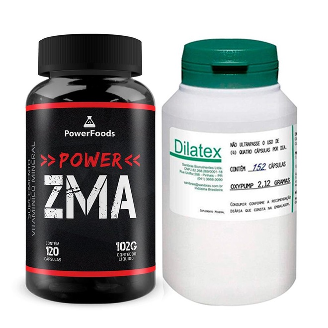 Testo ZMA PowerFoods - 120 Cápsulas + Dilatex Power Supplements - 125 Cápsulas - Foto 1