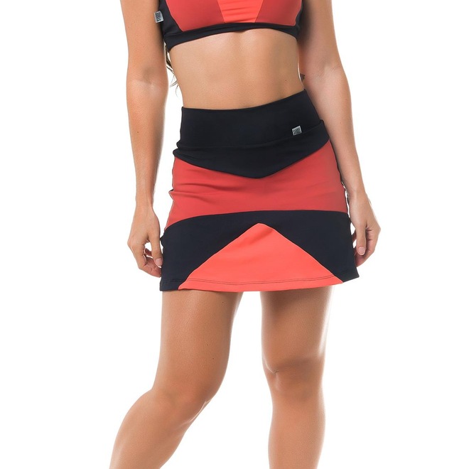 Short Saia Play Orange Sandy Fitness - Feminino - Foto 1